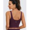 imageCRZ YOGA Butterluxe Womens V Neck Longline Sports Bra  U Back Padded Crop Workout Tank Tops with Built in BraDeep Purple