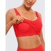 imageCRZ YOGA Butterluxe Womens V Neck Longline Sports Bra  U Back Padded Crop Workout Tank Tops with Built in BraDeep Red