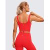 imageCRZ YOGA Butterluxe Womens V Neck Longline Sports Bra  U Back Padded Crop Workout Tank Tops with Built in BraDeep Red