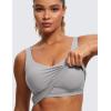 imageCRZ YOGA Butterluxe Womens V Neck Longline Sports Bra  U Back Padded Crop Workout Tank Tops with Built in BraGull Gray