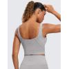 imageCRZ YOGA Butterluxe Womens V Neck Longline Sports Bra  U Back Padded Crop Workout Tank Tops with Built in BraGull Gray