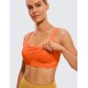 imageCRZ YOGA Butterluxe Womens V Neck Longline Sports Bra  U Back Padded Crop Workout Tank Tops with Built in BraNeon Orange