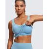 imageCRZ YOGA Butterluxe Womens V Neck Longline Sports Bra  U Back Padded Crop Workout Tank Tops with Built in BraPure Blue