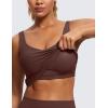 imageCRZ YOGA Butterluxe Womens V Neck Longline Sports Bra  U Back Padded Crop Workout Tank Tops with Built in BraTaupe