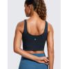 imageCRZ YOGA Butterluxe Womens V Neck Longline Sports Bra  U Back Padded Crop Workout Tank Tops with Built in BraTrue Navy