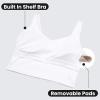 imageCRZ YOGA Butterluxe Womens V Neck Longline Sports Bra  U Back Padded Crop Workout Tank Tops with Built in BraWhite