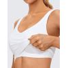 imageCRZ YOGA Butterluxe Womens V Neck Longline Sports Bra  U Back Padded Crop Workout Tank Tops with Built in BraWhite