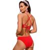 imageCRZ YOGA Womens Bikini Top Lace Up V Neck Swimsuits Crisscross Bathing Suit Swim Sports Bra PaddedDark Red