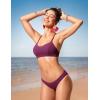 imageCRZ YOGA Womens Bikini Top Lace Up V Neck Swimsuits Crisscross Bathing Suit Swim Sports Bra PaddedFuchsia