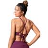 imageCRZ YOGA Womens Bikini Top Lace Up V Neck Swimsuits Crisscross Bathing Suit Swim Sports Bra PaddedFuchsia