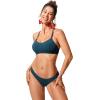 imageCRZ YOGA Womens Bikini Top Lace Up V Neck Swimsuits Crisscross Bathing Suit Swim Sports Bra PaddedInsignia Blue