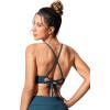 imageCRZ YOGA Womens Bikini Top Lace Up V Neck Swimsuits Crisscross Bathing Suit Swim Sports Bra PaddedInsignia Blue