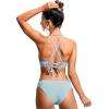 imageCRZ YOGA Womens Bikini Top Lace Up V Neck Swimsuits Crisscross Bathing Suit Swim Sports Bra PaddedLight Grayish Blue