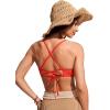 imageCRZ YOGA Womens Bikini Top Lace Up V Neck Swimsuits Crisscross Bathing Suit Swim Sports Bra PaddedPoppy