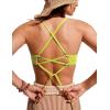 imageCRZ YOGA Womens Bikini Top Lace Up V Neck Swimsuits Crisscross Bathing Suit Swim Sports Bra PaddedPrimrose Yellow