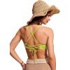 imageCRZ YOGA Womens Bikini Top Lace Up V Neck Swimsuits Crisscross Bathing Suit Swim Sports Bra PaddedPrimrose Yellow