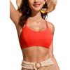 imageCRZ YOGA Womens Bikini Top Lace Up V Neck Swimsuits Crisscross Bathing Suit Swim Sports Bra PaddedPoppy