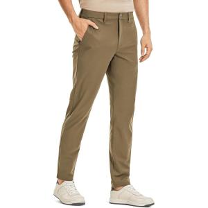 imageCRZ YOGA Mens All Day Comfy Golf Pants  30quot32quot34quot Quick Dry Lightweight Work Casual Trousers with PocketsArtifact Brown