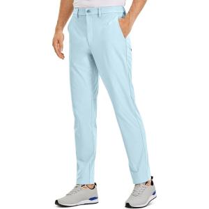 imageCRZ YOGA Mens All Day Comfy Golf Pants  30quot32quot34quot Quick Dry Lightweight Work Casual Trousers with PocketsChambray Blue