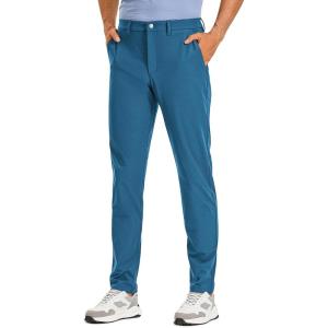 imageCRZ YOGA Mens All Day Comfy Golf Pants  30quot32quot34quot Quick Dry Lightweight Work Casual Trousers with PocketsIron Blue