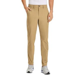 imageCRZ YOGA Mens All Day Comfy Golf Pants  30quot32quot34quot Quick Dry Lightweight Work Casual Trousers with PocketsKhaki Sand