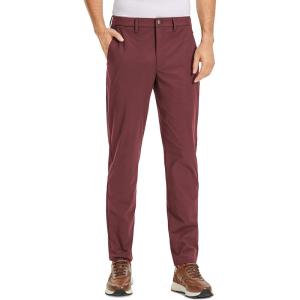 imageCRZ YOGA Mens All Day Comfy Golf Pants  30quot32quot34quot Quick Dry Lightweight Work Casual Trousers with PocketsSaddle Brown