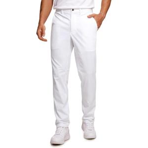 imageCRZ YOGA Mens All Day Comfy Golf Pants  30quot32quot34quot Quick Dry Lightweight Work Casual Trousers with PocketsWhite