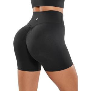 imageCRZ YOGA Womens Butterluxe Crossover Scrunch Butt Biker Shorts 5quot  High Waist No Front Seam Workout Yoga Booty Lift ShortsBlack