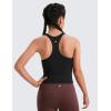 imageCRZ YOGA Girls Butterluxe Double Lined Tank Tops Waist Length High Neck Racerback Sleeveless Teen Kids Active Casual DanceBlack