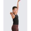 imageCRZ YOGA Girls Butterluxe Double Lined Tank Tops Waist Length High Neck Racerback Sleeveless Teen Kids Active Casual DanceBlack
