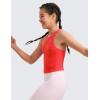 imageCRZ YOGA Girls Butterluxe Double Lined Tank Tops Waist Length High Neck Racerback Sleeveless Teen Kids Active Casual DanceDeep Red