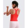 imageCRZ YOGA Girls Butterluxe Double Lined Tank Tops Waist Length High Neck Racerback Sleeveless Teen Kids Active Casual DanceDeep Red