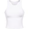 imageCRZ YOGA Girls Butterluxe Double Lined Tank Tops Waist Length High Neck Racerback Sleeveless Teen Kids Active Casual DanceWhite