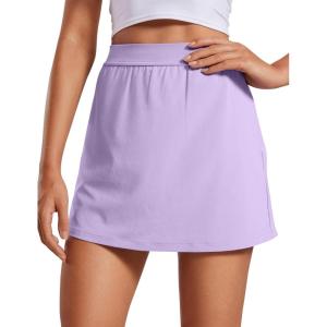 imageCRZ YOGA A Line Cute Flat Front Skort Shorts for Women High Waisted Casual Golf Athletic Shorts with PocketsLilac