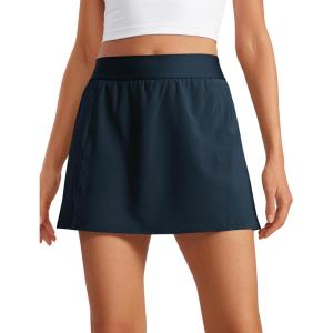 imageCRZ YOGA A Line Golf Skirts for Women High Waisted Casual Tennis Pickleball Athletic Skorts with Shorts PocketsTrue Navy