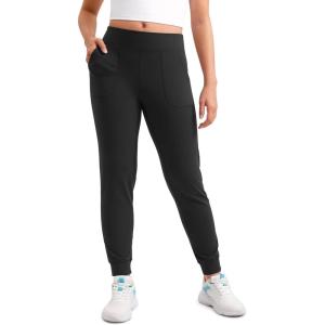 imageCRZ YOGA Butterlift Girls Joggers with Pockets  Athletic Active Casual Lounge Running Pants for Kids Teen SoftBlack