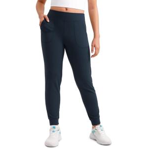 imageCRZ YOGA Butterlift Girls Joggers with Pockets  Athletic Active Casual Lounge Running Pants for Kids Teen SoftTwilight Blue