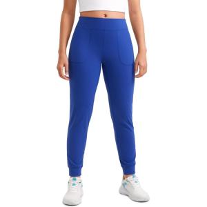 imageCRZ YOGA Butterlift Girls Joggers with Pockets  Athletic Active Casual Lounge Running Pants for Kids Teen SoftWaves Blue