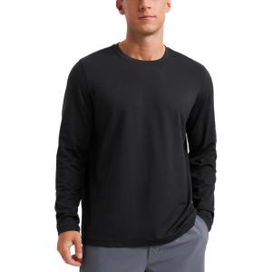 imageCRZ YOGA Soft Stretchy Long Sleeve Shirts for Men Breathable Casual Workout Crewneck TShirts Basic TopsBlack