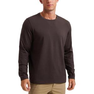imageCRZ YOGA Soft Stretchy Long Sleeve Shirts for Men Breathable Casual Workout Crewneck TShirts Basic TopsHot Fudge Brown