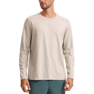 imageCRZ YOGA Soft Stretchy Long Sleeve Shirts for Men Breathable Casual Workout Crewneck TShirts Basic TopsMojave Tan