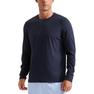 imageCRZ YOGA Soft Stretchy Long Sleeve Shirts for Men Breathable Casual Workout Crewneck TShirts Basic TopsNavy