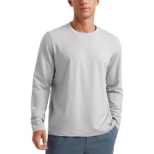 imageCRZ YOGA Soft Stretchy Long Sleeve Shirts for Men Breathable Casual Workout Crewneck TShirts Basic TopsPlatinum Grey