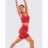 imageCRZ YOGA Womens Naked Feeling Biker Shorts  6 High Waisted Yoga Gym Spandex Shorts Side PocketsCrimson