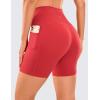imageCRZ YOGA Womens Naked Feeling Biker Shorts  6 High Waisted Yoga Gym Spandex Shorts Side PocketsCrimson