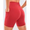imageCRZ YOGA Womens Naked Feeling Biker Shorts  6 High Waisted Yoga Gym Spandex Shorts Side PocketsCrimson