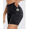 imageCRZ YOGA Womens Naked Feeling Biker Shorts  6 High Waisted Yoga Gym Spandex Shorts Side PocketsDark Grey Camouflage