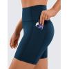 imageCRZ YOGA Womens Naked Feeling Biker Shorts  6 High Waisted Yoga Gym Spandex Shorts Side PocketsFrench Navy