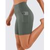 imageCRZ YOGA Womens Naked Feeling Biker Shorts  6 High Waisted Yoga Gym Spandex Shorts Side PocketsGrey Sage