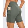 imageCRZ YOGA Womens Naked Feeling Biker Shorts  6 High Waisted Yoga Gym Spandex Shorts Side PocketsGrey Sage